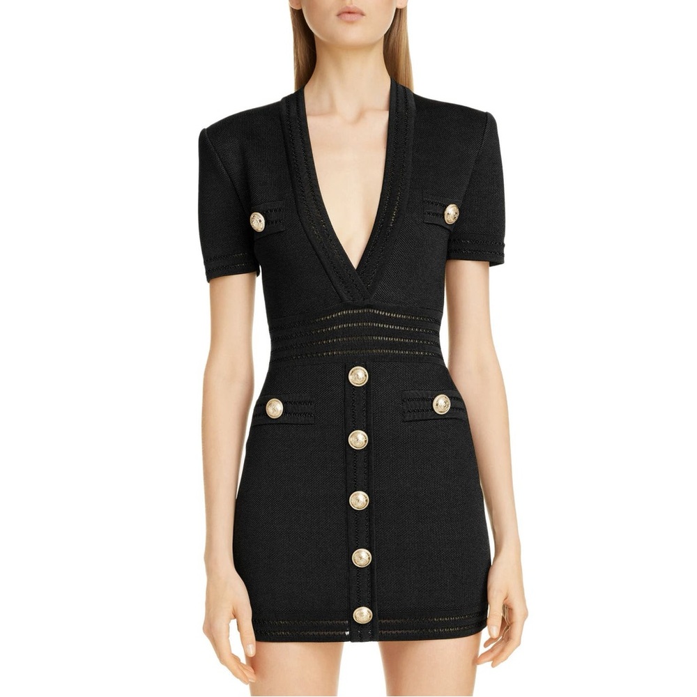 Balmain deep V Bodycon MiniDress size 42 worn once sold out everywhere